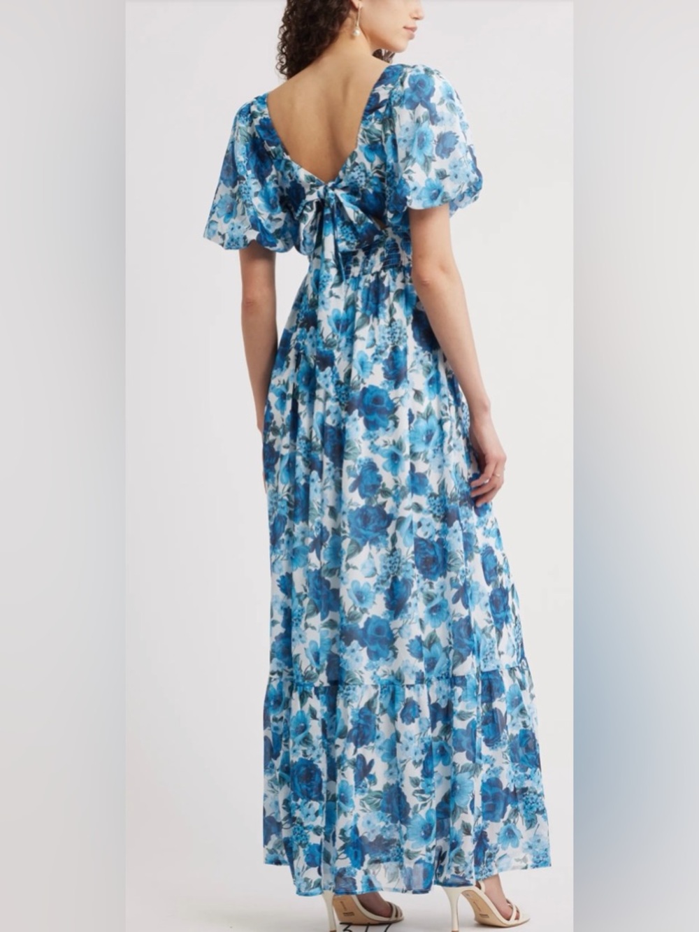 Nordstrom Chelsea 28 Blue Floral Tie-Back Maxi Dress